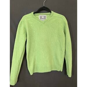 Women's Springfield Wool Sweater, Green, Vneck, Medium, Warm, Winter